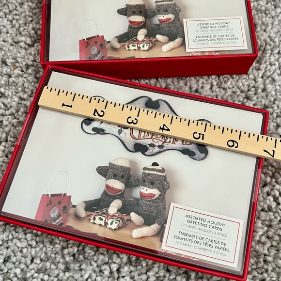 Two Boxed Christmas Greeting Cards (12 cards/box) Sock Monkeys Funny SEALED - Picture 7 of 9